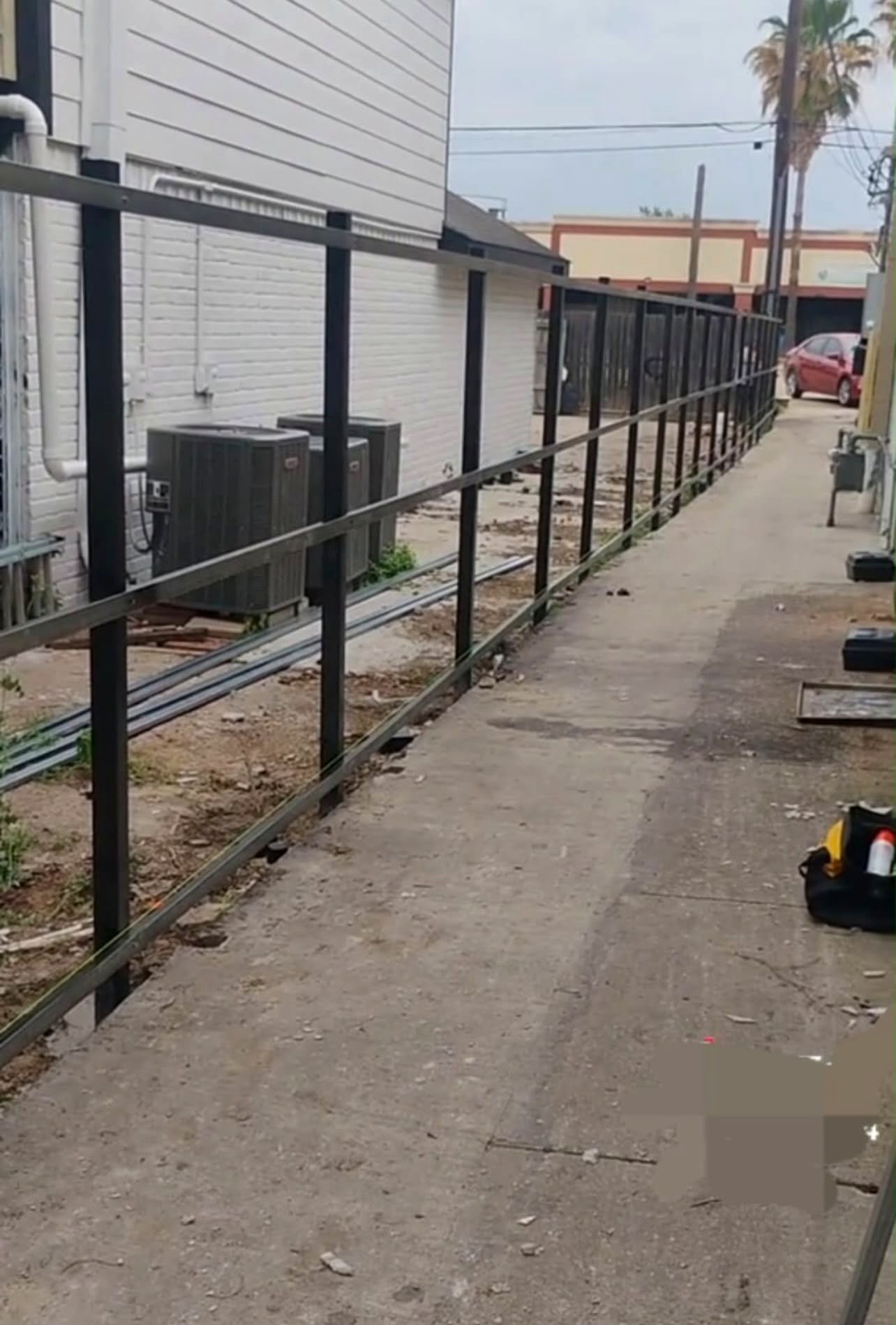 Commercial metal fence frame installation