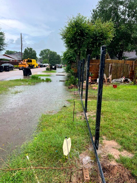 Fence post installation during site preparation